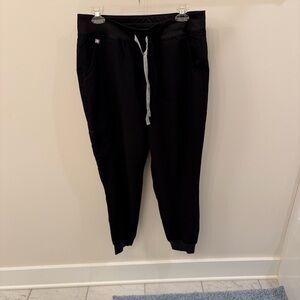 Figs Black Zamora Jogger Pants with Gray Drawstring
